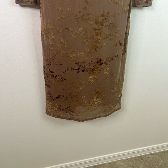 Francesca’s Brown Whimsigoth Floral Mesh Midi Dress Long Sleeve Velvet‎ Size S - Picture 3 of 14